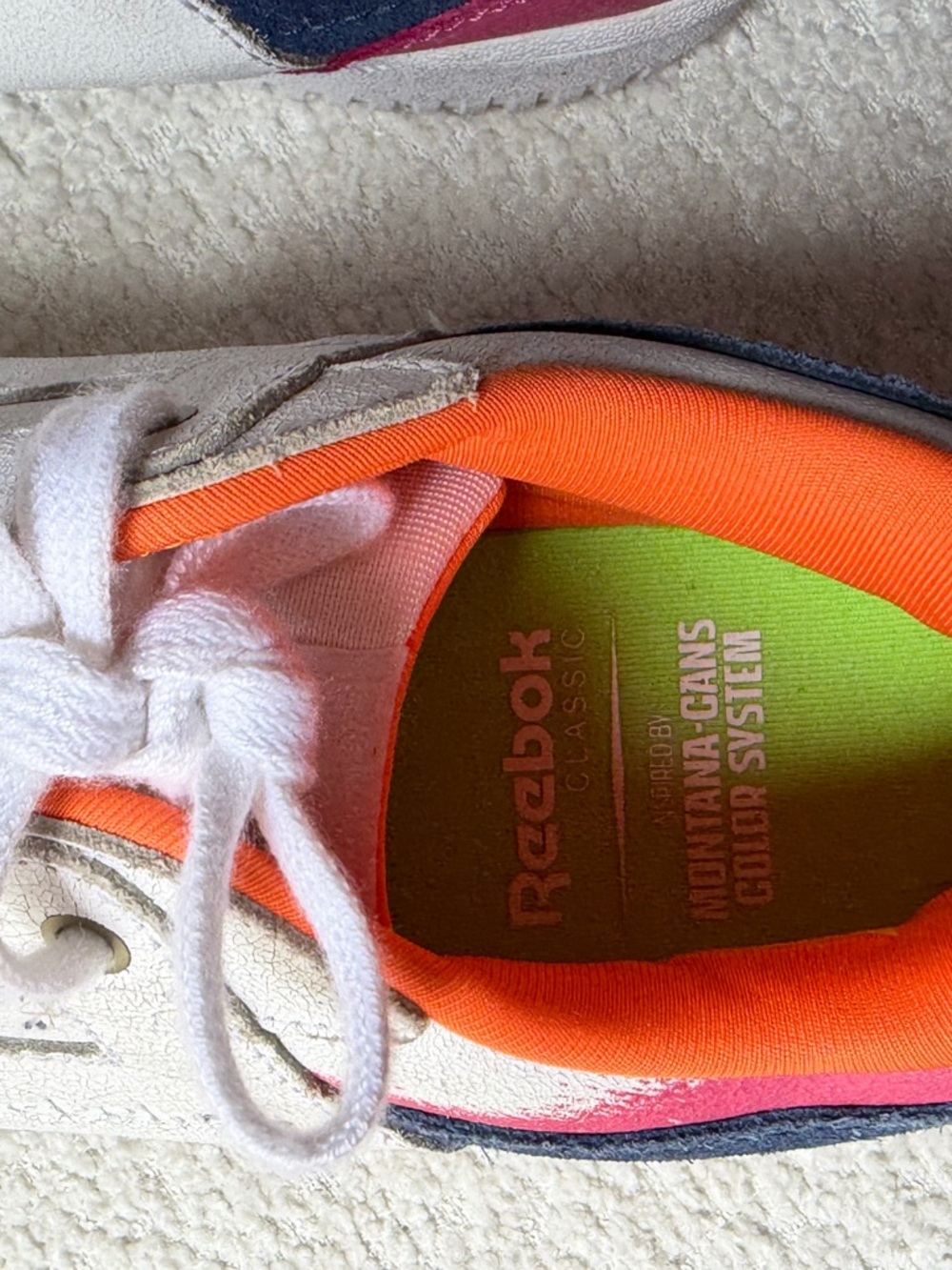 Reebok Kids White Orange Pink Navy Accent Sneakers - Picture 2 of 6